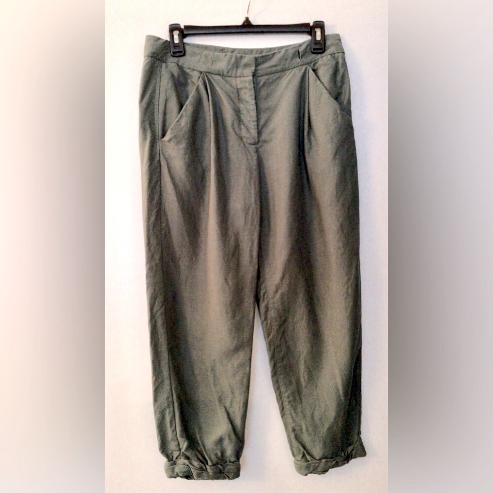WILFRED Sage Green Lyocel Linen Jogger Ankle Pants - US 2-4